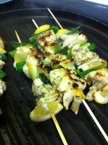Grilled Lemon Chicken Skewers (A Seat at the Table)