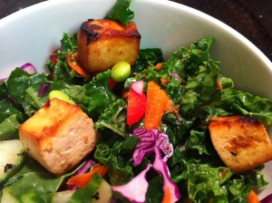 Raw Kale and Tofu Salad with Citrus Dressing