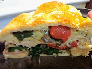 Smoked Turkey and Cheese Brunch Torte slice (A Seat at the Table)