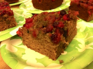 Cranberry Upside Down Pumpkin Cake slice (A Seat at the Table)