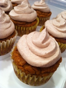 Pumpkin Pie Cupcakes with Cream Cheese Frosting (A Seat at the Table)